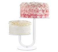 Cake Stand - Adjustable Stylish Transparent Acrylic 2-Tier Cupcake Holder, Multi-Tier Cake Stand for Dessert Presentation, for Weddings, Birthdays, Anniversaries, Baby Shower