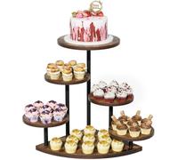 Cake Stand for Cupcake Dessert Display - 6 Tiered Corner Tray Cupcake Tower (Round-Black + Brown)