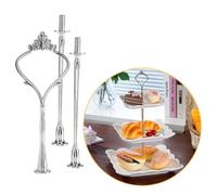Cake Stand Handle, Multi-tiers Cake Cupcake Tray Stand Handle Fruit Plate Hardware Centre Handle Fittings for Birthday Party Anniversary or Daily Use (Plate Is Not Included)(3-tiers Crown Silver)