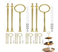 Cake Stand Set - 4.84x1.97x0.2 Inches 3-Tier 6-Piece Zinc Alloy Cake Stand Pole Set | Fruit Plate Rack And Dessert Plate Hanging Rack | Gold Black Silver Cakes Stands Bar Sets For Home Dining