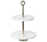 Beliani Cake Stand Tarum Stone White Marble, White