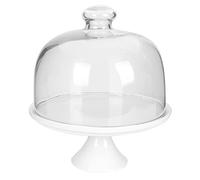 Cake Stand with Glass Dome Lid Cover Footed Cake Plate Server Ceramic Serving Tray Wedding Cake Cake Cheese Platter Cupcake Server Dessert Plate for Birthday Bridal Shower/742