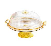 Cake Stand with Lid Footed Cake Plate Platter for Cookies Cupcake Cheesecake Light Yellow, 31.5x21.5cm
