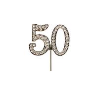 Cake Star Diamante Gold Cake Number, Sparkling Numbers 0-9 on Strong Metal Wire, Baking Decorations for Celebrating a Birthday or Anniversary, Better than Candles, Give Cakes a Personal Touch - Gold 50