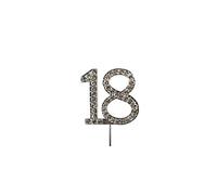 Cake Star Diamante Silver Cake Number, Sparkling Number on Strong Metal Wire, Baking Decorations for Birthday or Anniversary, Give Cakes a Personal Touch - Clear 18