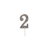 Cake Star Diamante Silver Cake Number, Sparkling Number on Strong Metal Wire, Baking Decorations for Birthday or Anniversary, Give Cakes a Personal Touch - Clear 2
