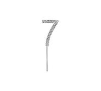 Cake Star Diamante Silver Cake Number, Sparkling Numbers 0-9 on Strong Metal Wire, Baking Decorations for Celebrating a Birthday or Anniversary, Better than Candles, Give Cakes a Personal Touch - Clear 7