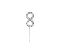 Cake Star Diamante Silver Cake Number, Sparkling Numbers 0-9 on Strong Metal Wire, Baking Decorations for Celebrating a Birthday or Anniversary, Better than Candles, Give Cakes a Personal Touch - Clear 8