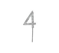 Cake Star Diamante Silver Cake Number, Sparkling Numbers 0-9 on Strong Metal Wire, Baking Decorations for Celebrating a Birthday or Anniversary, Better than Candles, Give Cakes a Personal Touch - Clear 4