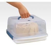 LocknLock Airtight Cake Carrier with Handle - Square Cake Storage Container with 4 sided Lockable Lid, Clear/Blue, 12.6 L Cake Box