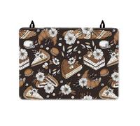 Cake Stove Top Cover for Electric Stove, Cozy Rustic Flower Croissant Fall Brown Pu Surface Flat Top Electric Protector Mat Rv Kitchen Decor 28x20 Inch