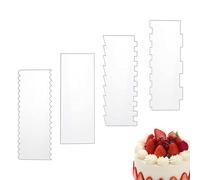 Cake Straightener Scraper | 4 Pieces Thick Double-Sided Scraper - Flat Smooth Acrylic Spatula, for Butter Icing Decorating Sweets and Enthusiasts Baking Home