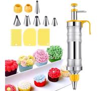 Cake Syringe, Stainless Steel Cake Accessories with Piping Nozzles, Doughnut Syringe for Jam with 6 Nozzles, Professional Cake Decorating Tool for Cupcakes