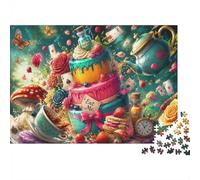 Cake Tea Cards Jigsaw Puzzle, 1000 Pcs Indoor Adult Game | 52x38cm Cardboard, Brain Workout, Smooth Surface Finish, Adult Hobbyists, Stress Reduction