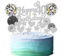 Cake Topper 40 Cake Decoration Birthday Women Silver Black Happy 40th Birthday Cake Decoration 40th Birthday Happy Birthday 40th Birthday Cake Decoration 40 Silver Black Cake Decoration 40th Birthday