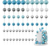 Cake Topper, 60 Pieces Cake Decoration Balls - Blue, for Birthday, Bridal Shower