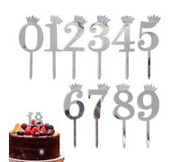 Cake Topper - Acrylic Cupcake Toppers - Happy Birthday Cake Topper with Digits 0-9 for Birthday, Wedding, Family Gathering, Retirement, Kids and