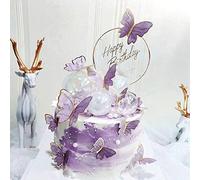 Cake Topper Butterfly Cupcake Topper 3D Butterfly Cake Decor Hollow Paper Butterfly for Birthday Party Supply 11PCS Purple Cake Cupcake Toppers