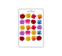Cake Topper Edible 40 Multicoloured Roses Red Blue Flowers Pre-cut Premium Thick Sweet Wafer Card Standing Cupcake Toppers Birthday Party Cake Decorations