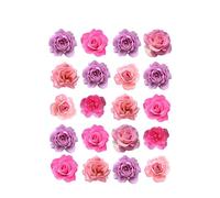 Cake Topper Edible 40 Pink Roses Flowers Pre-cut Premium Thick Sweet Wafer Card Standing Cupcake Toppers Birthday Party Cake Decorations