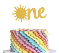 Cake Topper For Baby 1st Birthday - Single-sided Gold Glitter Sunshine One Birthday Cake Smash Topper, Baby First Anniversary Shower Party Topper, Photo Booth Props (gold18)
