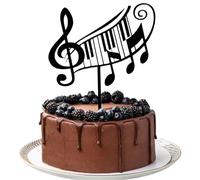 Cake Topper Music Notes Gold Acrylic,Music Theme Cake Toppers Happy Birthday Party Cake Decorations For Various Birthday Party Anniversary Cake Pastries Decorations