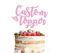 Cake Topper Personalised Birthday Cake Topper Any Word Any Text for 1st 3rd 13th 16th 18th 21st 30th 50th 60th Multicoloured Customised Cake Decoration (Baby Pink)