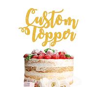 Cake Topper Personalised Birthday Cake Topper Any Word Any Text for 1st 3rd 13th 16th 18th 21st 30th 50th 60th Multicoloured Customised Cake Decoration (Gold)
