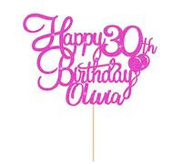Cake Topper Personalised Birthday Cake Topper Cake Decor Glitter Cake Toppers with Any Name Age 1st 10th 16th 18th 20th 21st 30th 40th 50th 60th 70th 80th (Pink)