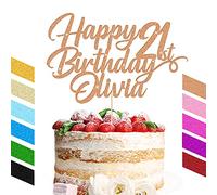 Cake Topper Personalised Cake Topper for 1st 2nd 3rd 16th 18th 21st 30th 40th Happy Birthday Cake Decoration with Any Age and Name Non-Shed Double Sided Glitter Paper(Rose Gold)