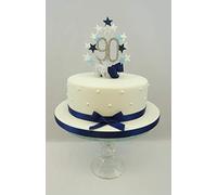CAKE TOPPER STAR BURST SPRAY DIAMANTE 90th BIRTHDAY NUMBERS NV/BL/WT
