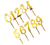 Cake Topper with Numbers - Acrylic, 7.28 x 1.97 Inch Cupcake Toppers Elegant Number Design | Reusable Celebration Dessert Decoration Set, Cake Picks