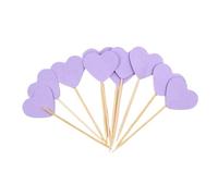 Cake Toppers 10pcs Mini Heart Star Cupcake Toppers Birthday Cake Topper Decorating Picks Wedding Party Decorations Favors(Purple)
