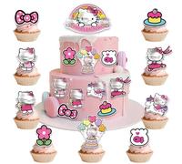 Cake Toppers - Cat Cake Decorations, 10 Pcs Cupcake Toppers, Happy Birthday Cake Toppers for Girls & Children's Parties