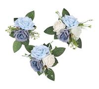 Cake Toppers Flower Cake Decorations Artificial Floral Arrangement Wedding Birthday Party Cakes Decoration for Women Girls (Blue)