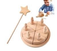 Cake Toy - Unpainted Natural Play Food Wooden Cake to Paint with Star Stick | Cutting Toy for Kitchen Play For Creative Role Play Play Play Game Ca