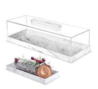 Cake Tray With Lid, Large Rectangular Cake Tray, Acrylic Rectangle Cakes Stand With Clear Cover Lid, Acrylic Pastry Display Case Storage Box, Dessert Holder For Party Home Kitchen