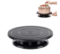 Cake Turntable, 11 Inch Rotatable Cake Plate, Professional Cakes Spinner Turntable, Handmade Decorating Table for Baking Cakes Decoration Painting Sculpture Model Making (Black)