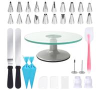 Cake Turntable 12 Inch, Uten Cake Stands, Glass Cake Decorating Display Stand, 33pcs Cake Decorating Set, Straight & Offset Spatula, Cream Scraper etc. Baking Tools & Accessories