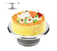 Cake Turntable 12inch Cake Decorating Stand, Aluminium Cake Decorating Display Stand Rotating Cake Stand with Anti-slip Silicone Mat for Pplying Creams and Decorating Cake, Dual Shafts Rotate Quietly