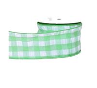 Cake Wrapping Ribbon 10Yards/Roll 63.0mm Plaid Wired Edge Ribbons for Crafts Bow Handmade Wrap Partys Christmas Decorative for Cake Decorations(Green)