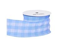 Cake Wrapping Ribbon 10Yards/Roll 63.0mm Plaid Wired Edge Ribbons for Crafts Bow Handmade Wrap Partys Christmas Decorative for Cake Decorations(Blue)