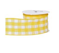 Cake Wrapping Ribbon 10Yards/Roll 63.0mm Plaid Wired Edge Ribbons for Crafts Bow Handmade Wrap Partys Christmas Decorative for Cake Decorations(Yellow)