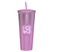CAKEASY Barbi Studded Tumbler, 24oz Pink Cold Cups with Lids and Straws, Barbe The Movie Merch, Bling Large Tumbler Water Cup for Women Men, Reusable Coffee Mug, BPA Free