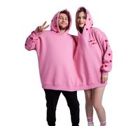 CAKEASY Hoodies Sweatshirt For Couples, Intimate Couples Sweatshirts, Two Person Matching Oversized Long Sleeve Pullover, Pink, Large