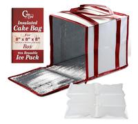 Cakebon 8-Inch Cake Insulated Cooler Bag with Ice Pack Sheets - Premium Carrier Bag for Cakes, Pastries & Cupcakes - Durable, Reusable, Moisture-Proof Design for Bakers & Food Deliveries (1-pack)