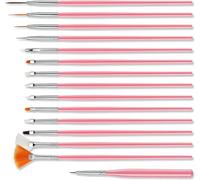 CakeCreations Cake Decorating Brushes, Fine Paint Brush Set For Cake Decorating, Professional Cookie Decorating & Cake Paint Brushes For Icing, Fondant, Face Paint & Nail Art, 15 Pcs, Pink
