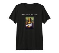 Caked Mona Lisa ‘Think About the Earth Slogan Premium T-Shirt