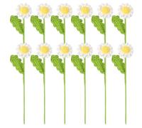 CAKEEYUM 12Pcs Crochet Flowers, Artificial Daisy Crochet Flower Bouquet, Realistic Flower for Mother's Day Valentines Day Birthday Wedding Home Decor, White Flowers Bouquet
