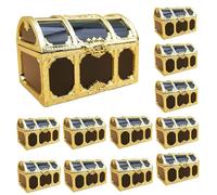 CAKEEYUM 12Pcs Mini Treasure Chest, Unbreakable Plastic Small Treasure Chest, Portable Small Candy Boxes Storage Container for Party Favor Halloween Decoration Mini, S